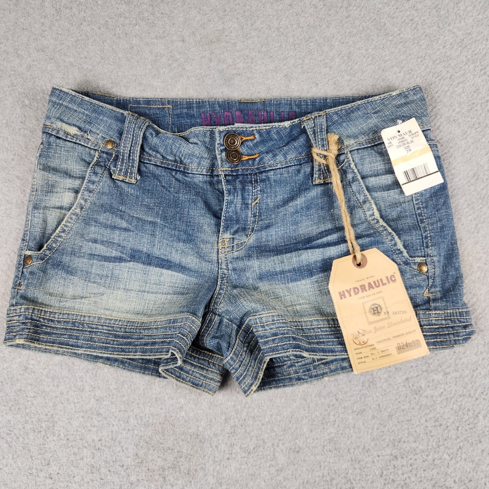 Hydraulic B.J. Standard Denim Shorts Womens 7/8 Blue Cotton Double Button Y2K
